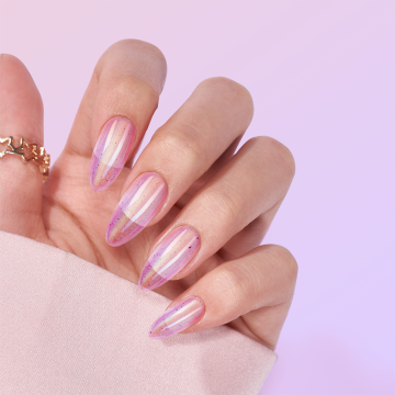 Translucent pink long almond full cover false nail