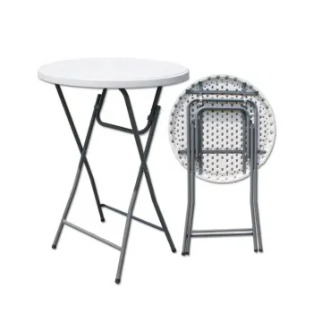 Round Folding White Plastic High Top Cocktail Table for Events