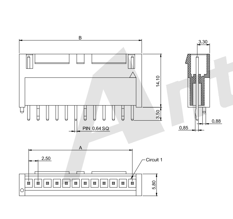 2,50mm Pitch 180 Wafer-High Type Connector Série de conectores