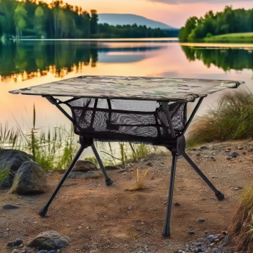 Foldable Aluminum Mini Table with Wood Panel for Hiking, BBQ, and Beach Camping