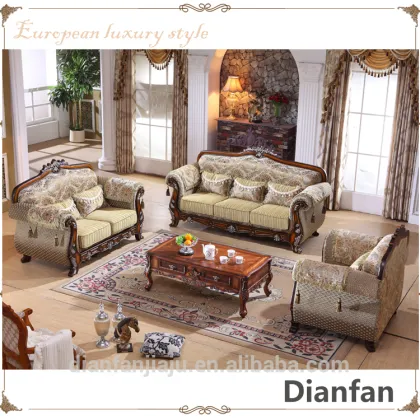 High end European antique style Italian fabric sofa sets designs for home