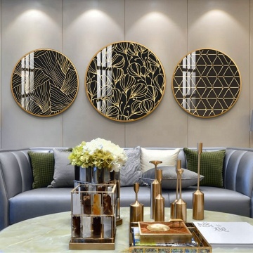 American Living Room Round Golden Texture Pattern Hanging Painting