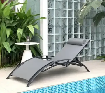 Adjustable Outdoor Patio Alu KD Beach Sun Lounge Chair with Headrest