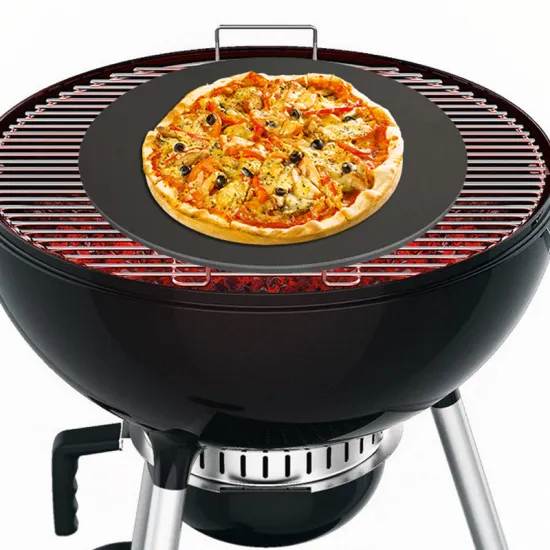 Customized Round Pizza on Baking Steel Plate in Oven