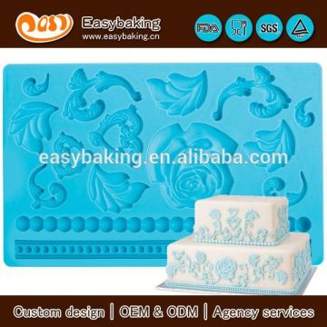 Wholesale custom 3D baroque Gum Paste and fondant mold for cake decorating