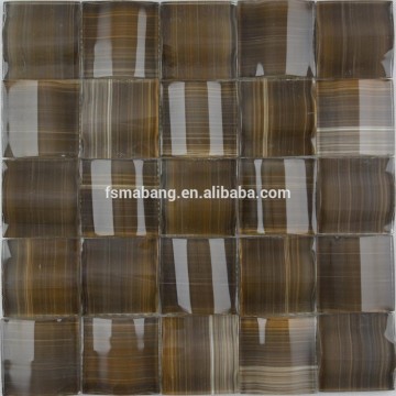 MBS6009 Hand Painted Curve Arch Crystal Wave Glass Tile 3D Mosaic