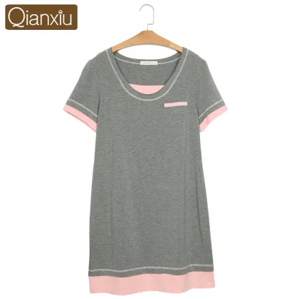 Qianxiu Pajamas Factory Cotton Ladies Night Skirt