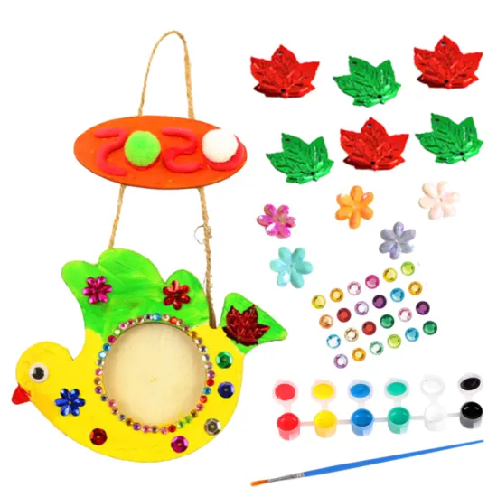 eco-friendly bird-shaped photo frame painting kit for kids' drawing toys