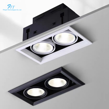 2*18W Recessed LED COB Downlight Grille Aluminium Square Downlight