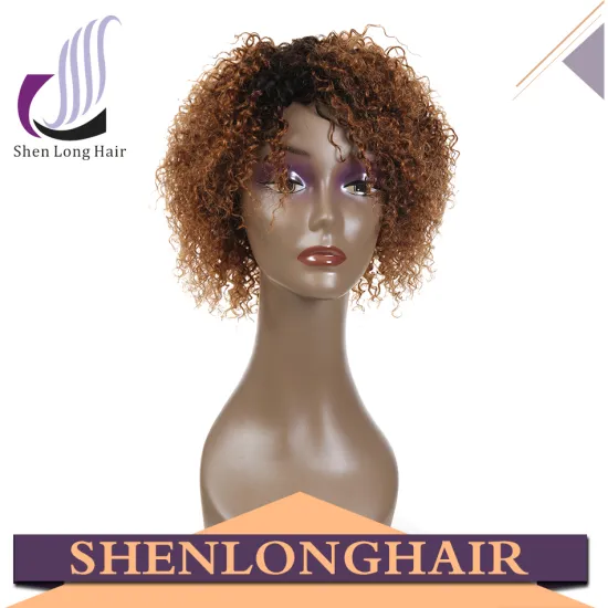 Factory price Omber 1B/30 Afro Kinky Curly Wig, wholesale short human hair wig for black woman , Brazilian lace front wig