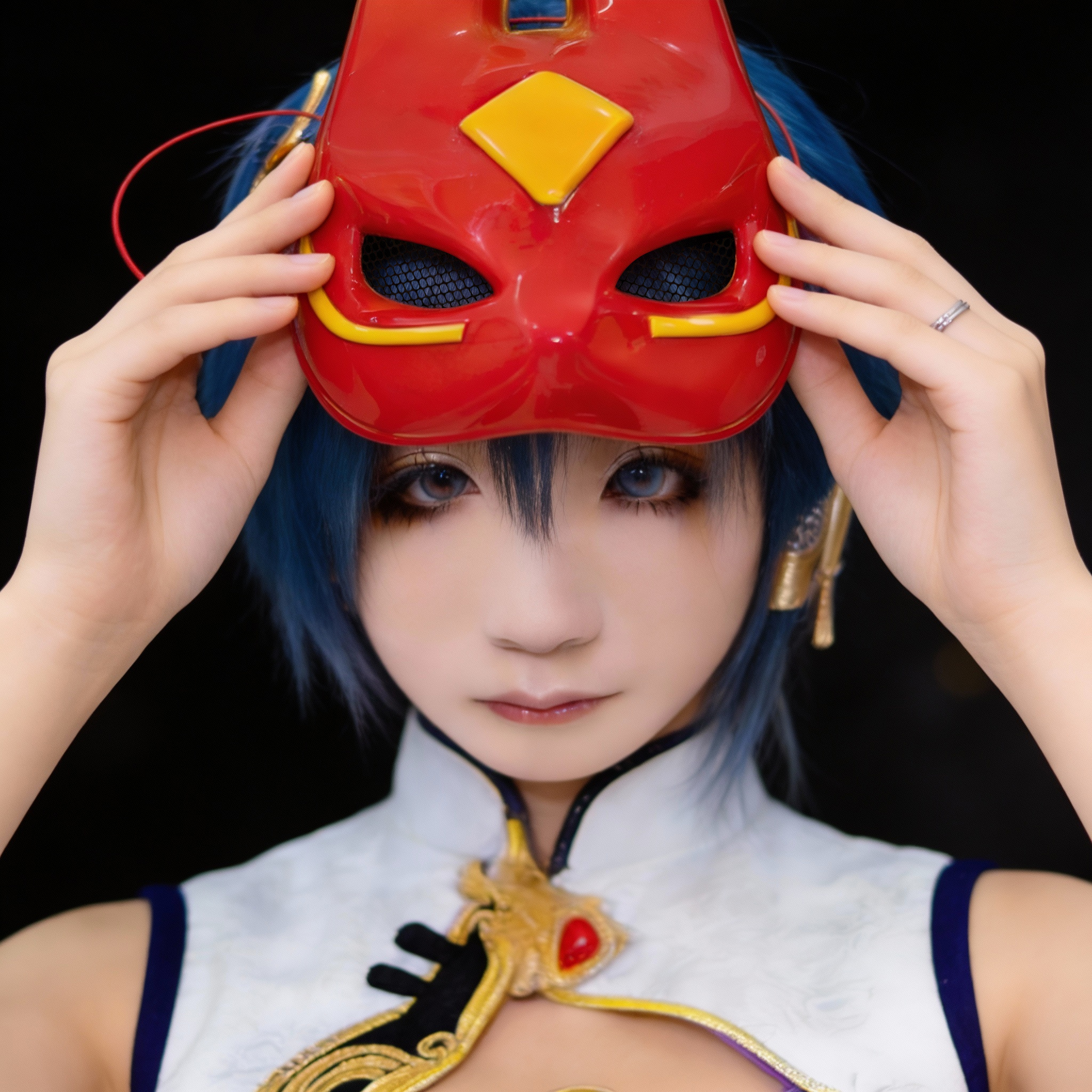 Gradient Red Fox Cosplay Mask