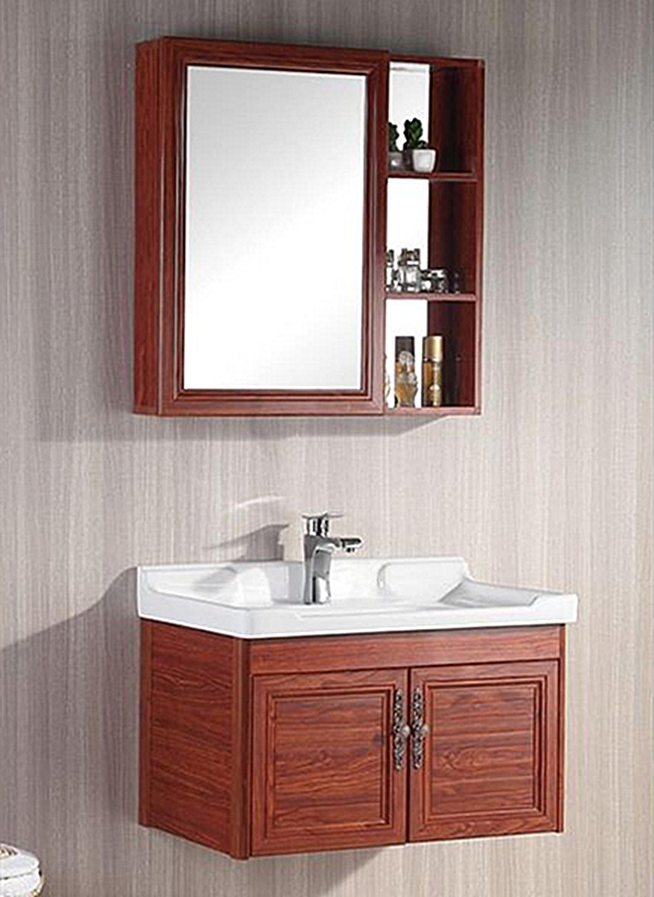 Red Wooden Tabletop Mirror Cabinet Bathroom Cabinet