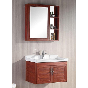 Red Wooden Tabletop Mirror Cabinet Bathroom Cabinet