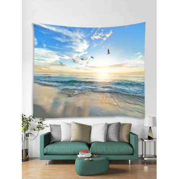 Tapestry Wall Hanging Ocean Sea Wave Beach Series Tapestry Sunrise Sunset Dusk Seagull Tapestry for Bedroom Home Dorm Decor