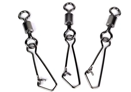 200Pcs/Lot Fishing Rolling Swivel With Hooked Snap Fish Lure Connector 5# 28kg/Brand Steel Alloy Fishing Tools