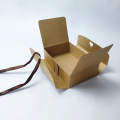 One-piece folding kraft paper box with ribbon