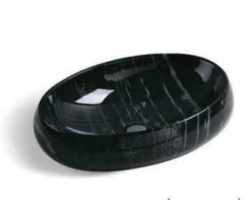 Modern Oval Ceramic Bathroom Vessel Sink with Marble Basin