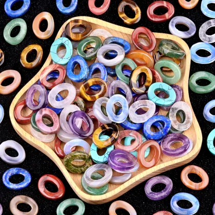 Red Jasper Twist 18x23mm QQ Circle & Hollow Oval Pendant Beads