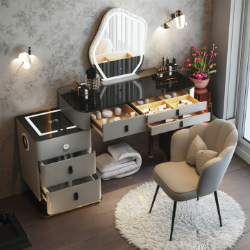 Stylish Modern Beautiful Women's Wireless Charging Bedroom Dressing Table with Mirror 2024
