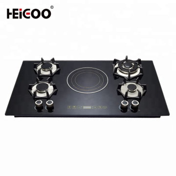 5 Burner Hybrid Stove: 4 Gas and 1 Electric Infrared Induction Ceramic Cooker Hob