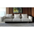 Mid-Century Modern Sofa in Neutral Grey Fabric