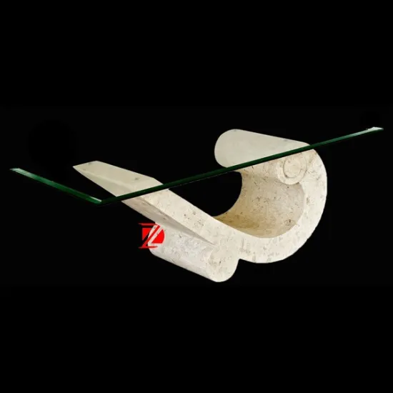 natural stone coffee table with galss top