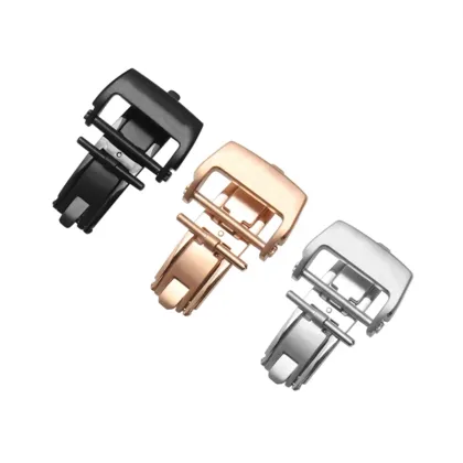 Brand Replacement Butterfly Buckle Clasps in Silver, Black, Rose Gold, and Pink for Richard Mille Watches with 18mm and 20mm Stainless Steel Straps