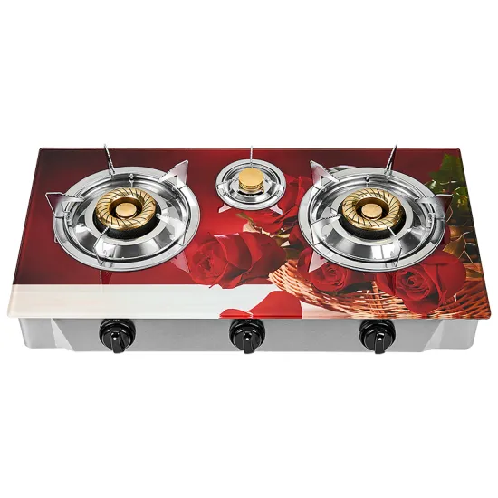 Household Tempered Glass Kitchen Stove Gas Cooking Stove With Three Burners Easy To Clean