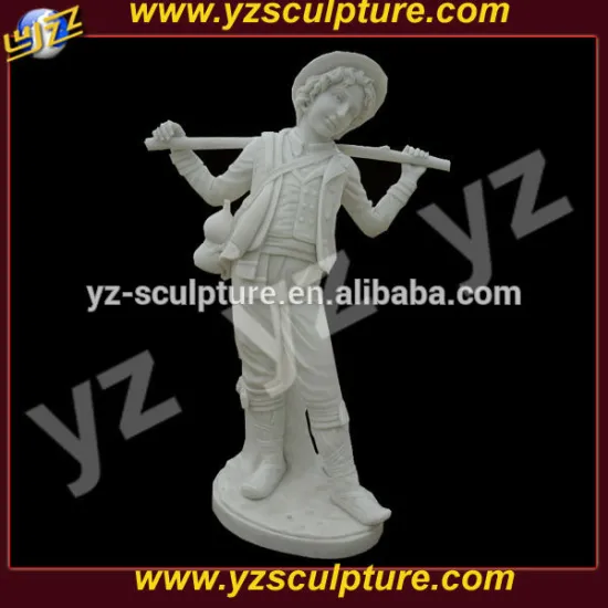 outdoor decoration hand carved white stone children sculpture