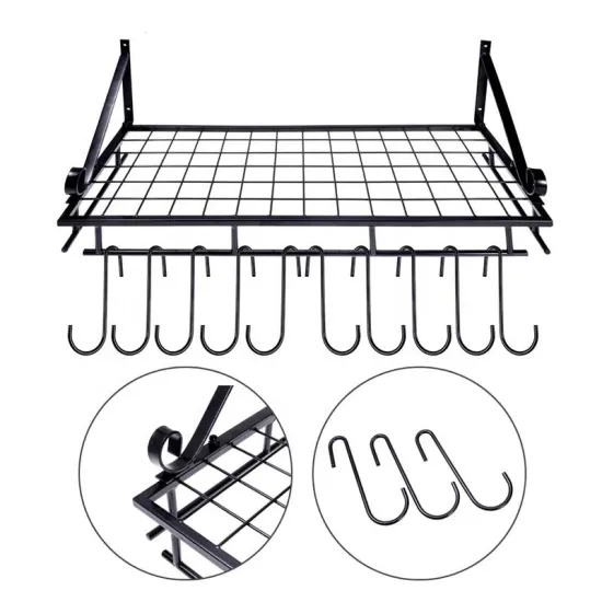 Wall Mounted Square Grid Pot Pan Rack