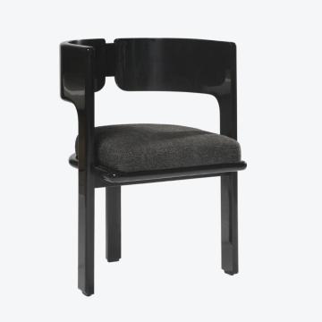 High Glass Lacquered Nordic Dining Chair with Velvet Cushions