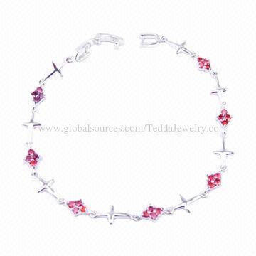 2014 New Fashion Bracelets, Made of Sterling Silver and Cubic Zirconia
