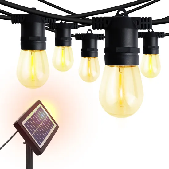 USB Charge Durable Shatterproof S14 Edison Bulb String Light 29FT Solar Garden Outdoor Lights