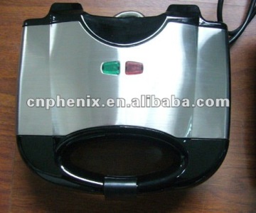 2 slice electric sandwich maker with stainless steel decoration