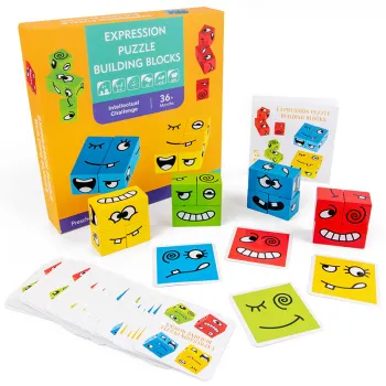 New Wooden Puzzle Board Game Face-changing Cube Puzzle Six-sided Painting Wooden Toys Baby Early Education Toys