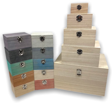Caja de madera de fábrica directa de Paulownia con diseño pintado para recuerdo de regalos