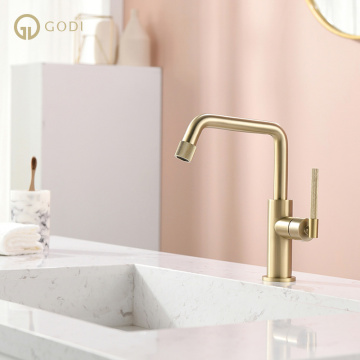 GODI Luxury Chrome Bathroom Basin Faucet - Single Waterfall Hot and Cold Water Mixer