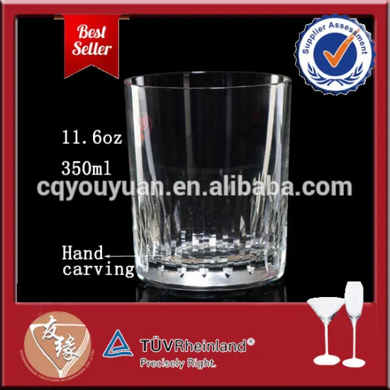 high end hand carving drinking glass clear tumbler 11oz