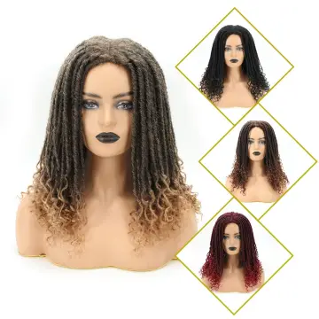 Synthetic Dreadlock Crochet Hair Wigs for Black Women Ombre Braided  with Curly Ends Heat Resistant Afro Short Curly Daily Wig