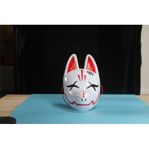 Máscara de cosplay de raposa kitsune japonesa de plástico branco