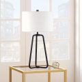 Blackened Bronze Floor Lamp White Fabric Drum Shade