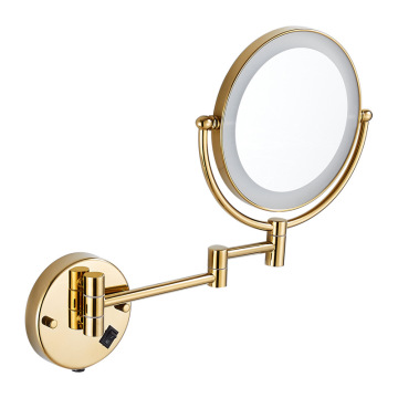 Goldene Wandmontage 8 Zoll doppelseitigem Schwenk -Make -up -Spiegel für Badezimmer