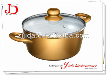 FORGED ALUMINUM CASSEROLE WITH LID, WITH GOLDEN SHINY PAINTING