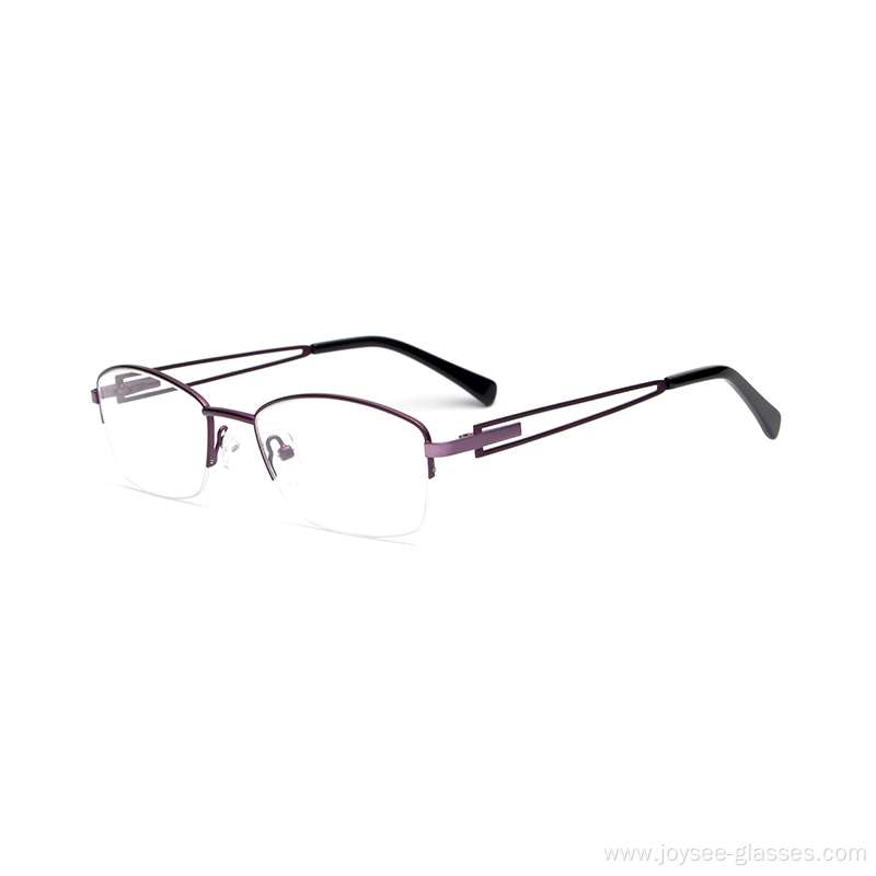 Customized New Classical Semi Rimless Special Shape Temples Metal Eyeglasses