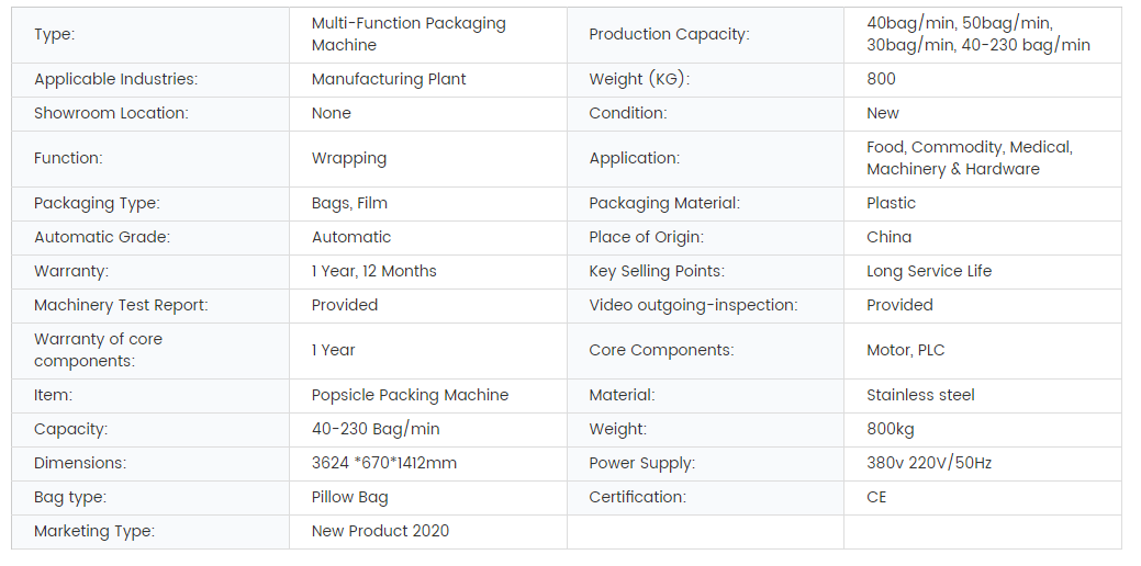 Ice Cream Bar Packaging Machine