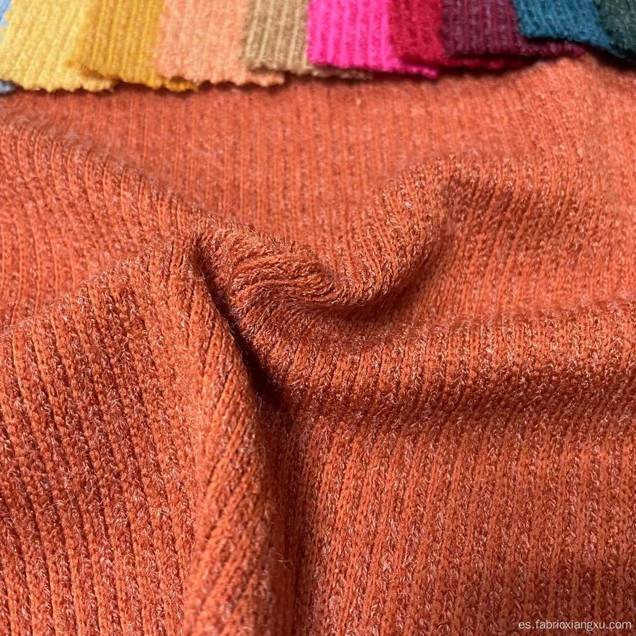 Tela de suéter de costilla de punto y textiles para ropa