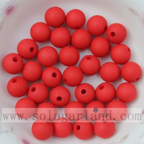 Frosted round acrylic beads solid colors for decoration