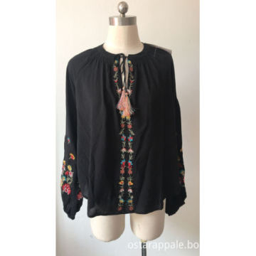 Women Puff Long Sleeve Wrap Shirts