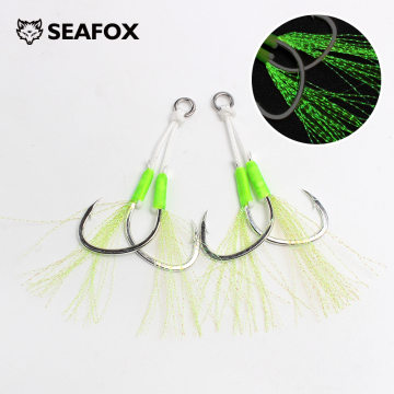 Seafox Hot Sales: High Carbon Steel Auxiliary Double Hook with Luminous Silk Assist