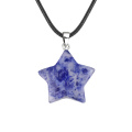 Sodalite 30mm Star Pendant Pendant Necklace 45cm Black Cord